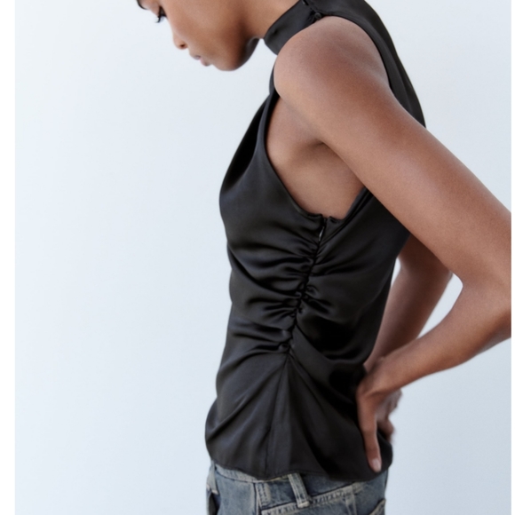 ASYMMETRICAL SATIN EFFECT TOP - Picture 2 of 7